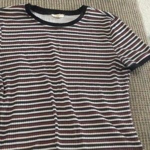 Red white black striped T-shirt